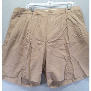 Baracuta Men's Khaki 100% Silk‎ Shorts Size 38 Brown Pleated Front